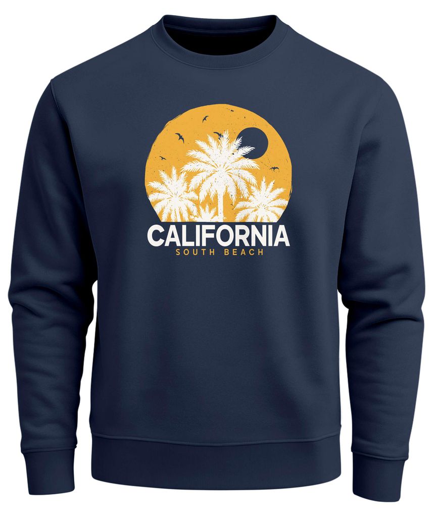 Sweatshirt Herren ohne Kapuze California Palmen Frontprint Rundhals-Pullover Fashion Streetwear Neverless