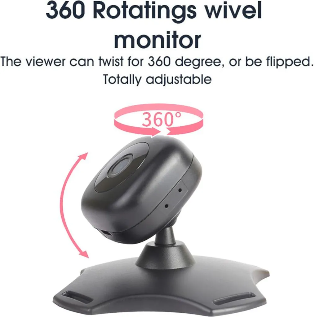 Moniteur de voiture pour bébé WiFi Caméra sans fil rotation 360 USB
