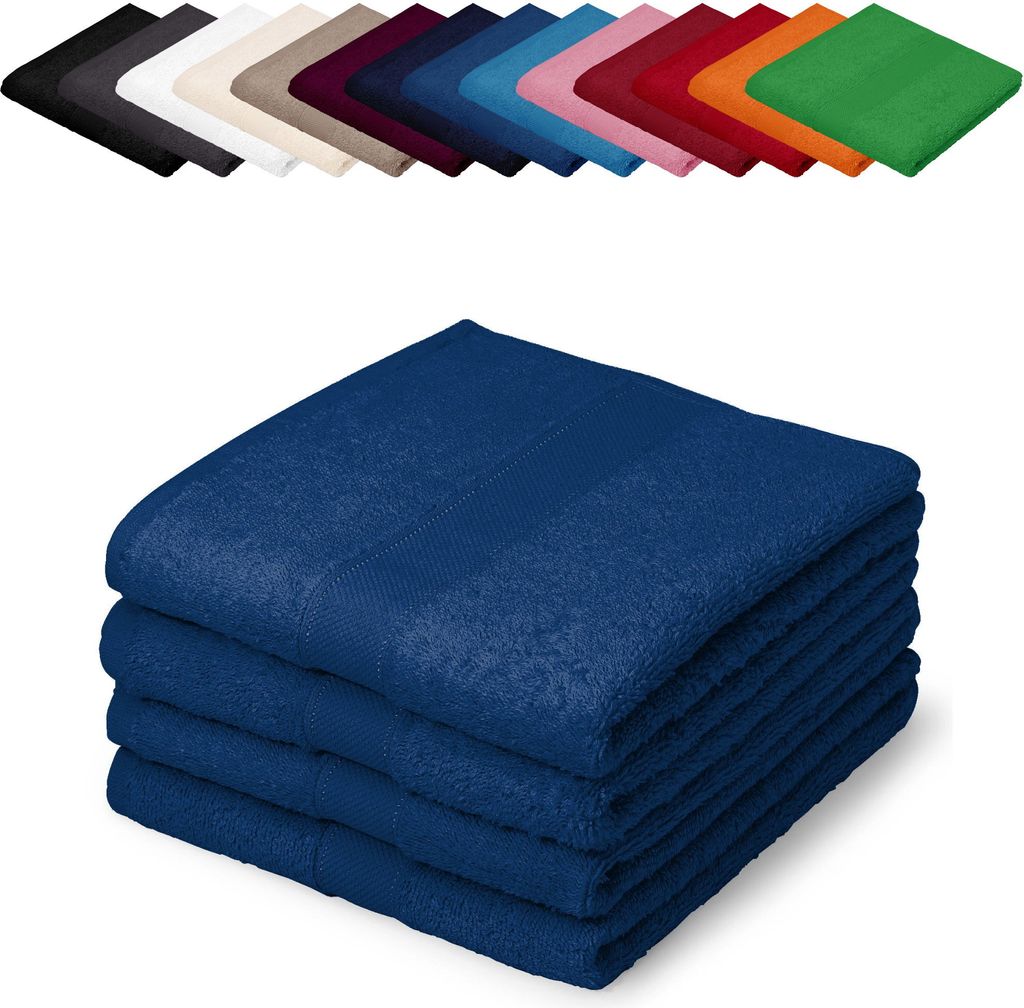 4er PACK Gästetücher 30x50 cm Gästehandtücher Kinderhandtücher Babyhandtücher 100% Baumwolle, Farbe: Blau