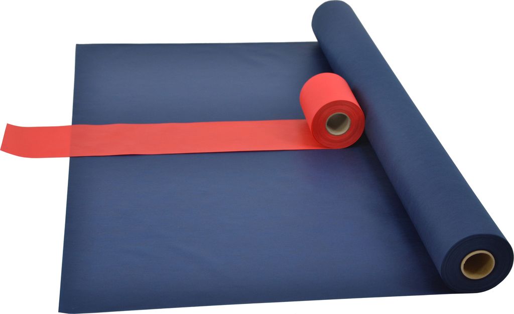 Sensalux Kombi-Set 1 Tischdeckenrolle 1,18m x 25m blau + Tischläufer 15cm rot