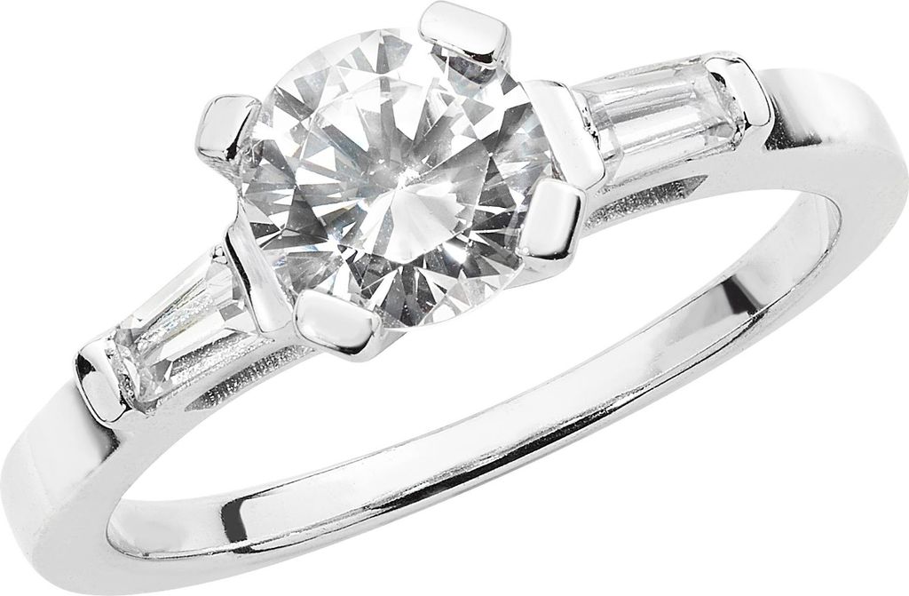 Eleganter 925 Sterling Silber Solitär Verlobung Damen - Ring mit Zirkonia, 57 (18.1); TRS22400RSP