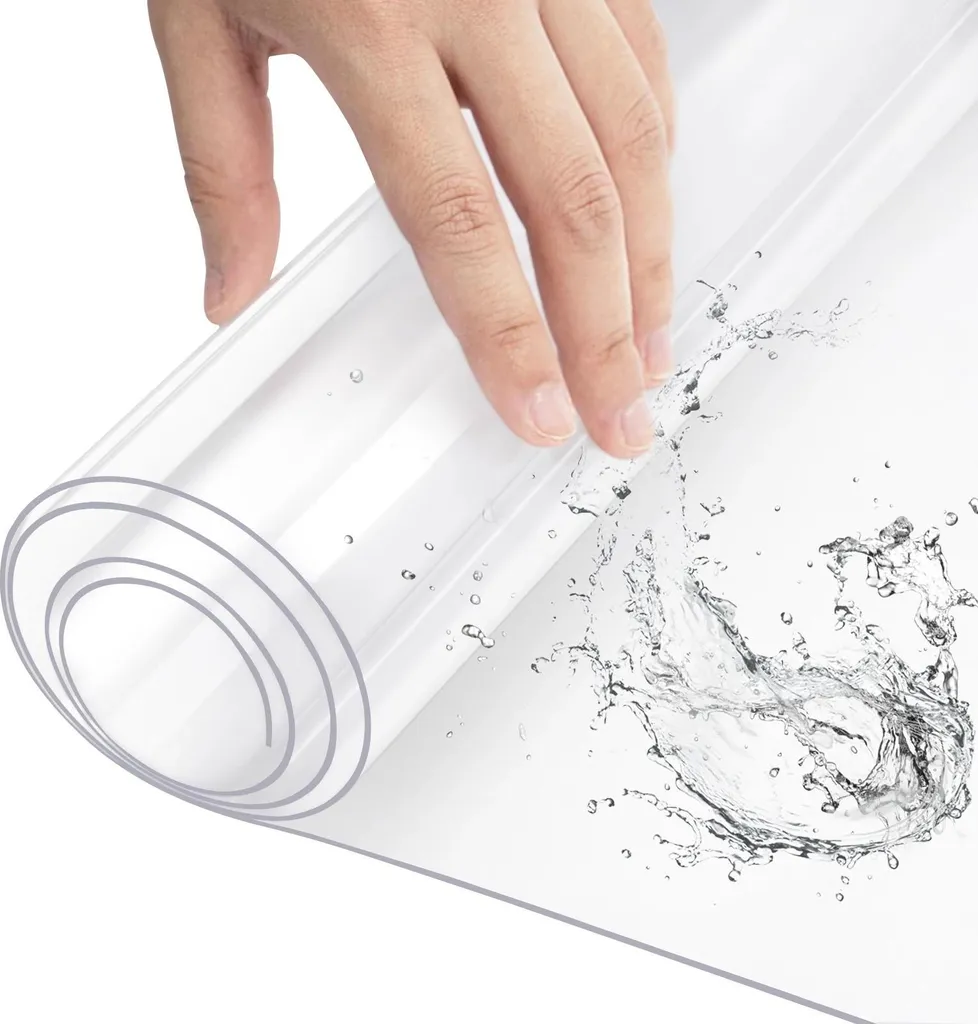 Protezione da tavolo - Pellicola da tavolo in PVC - Rettangolare - Spessore 1 mm - 40 x 90 cm - Impermeabile e resistente al calore - Antiscivolo - Trasparente
