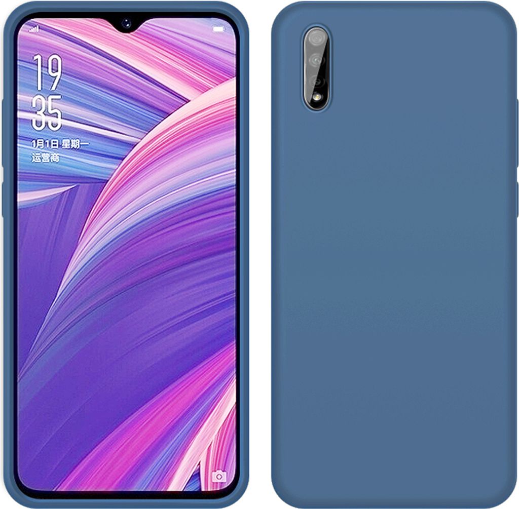 VIVO Y7S Hülle, LaimTop Slim Flüssig Silikon Soft Gel Gummi Stoßfest Kratzfest Schutzhülle für VIVO Y7S Blau