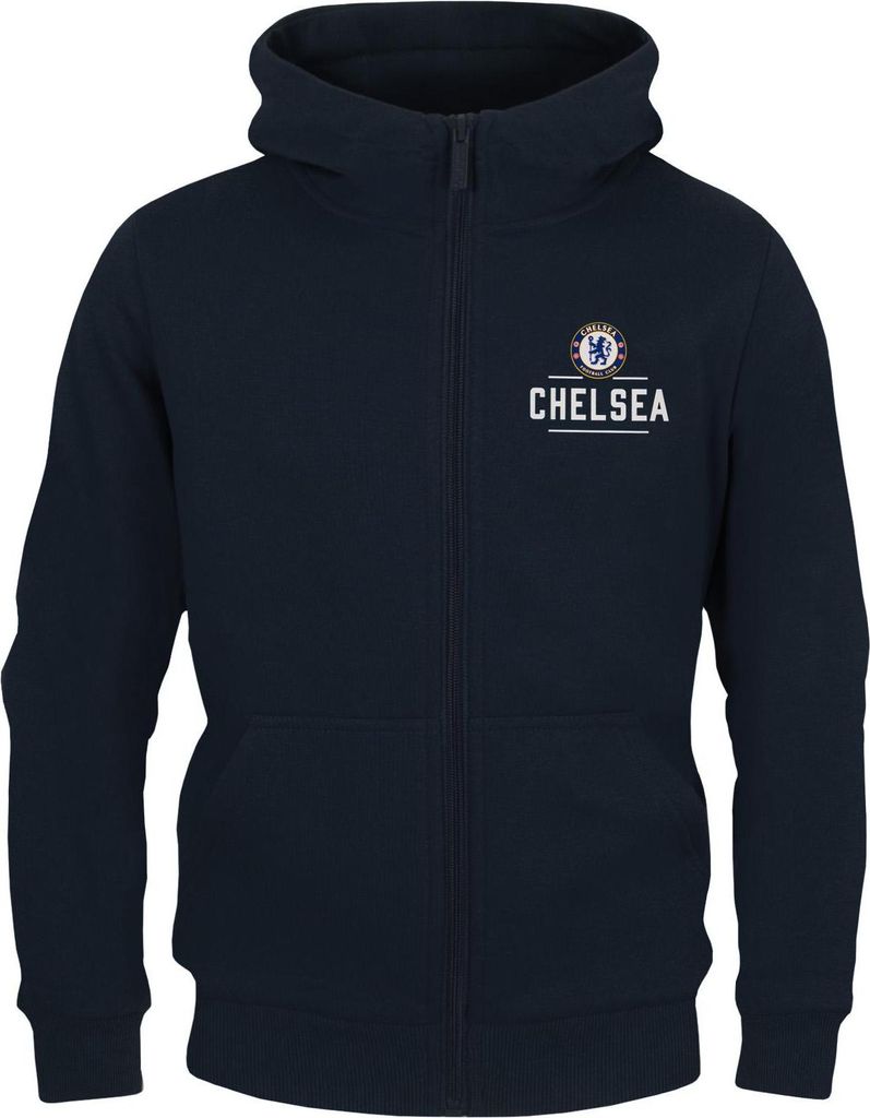 Chelsea FC - Hoodie mit durchgehendem Reißverschluss für Jungen GF502 (152-158) (Dunkles Marineblau)