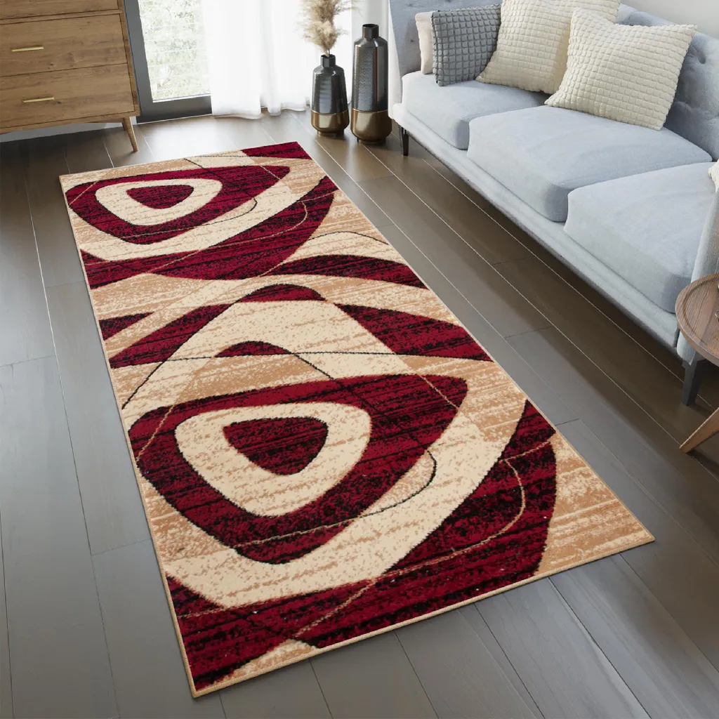 Tapis Chambre à Coucher Dream Beige Rouge 70x300 cm Certifié ÖKO-TEX