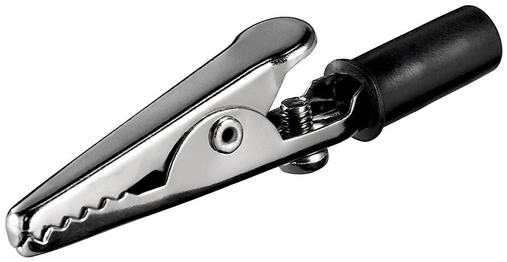 Wentronic Krokodilklemme mit Schraube, Schwarz - Länge 55 mm