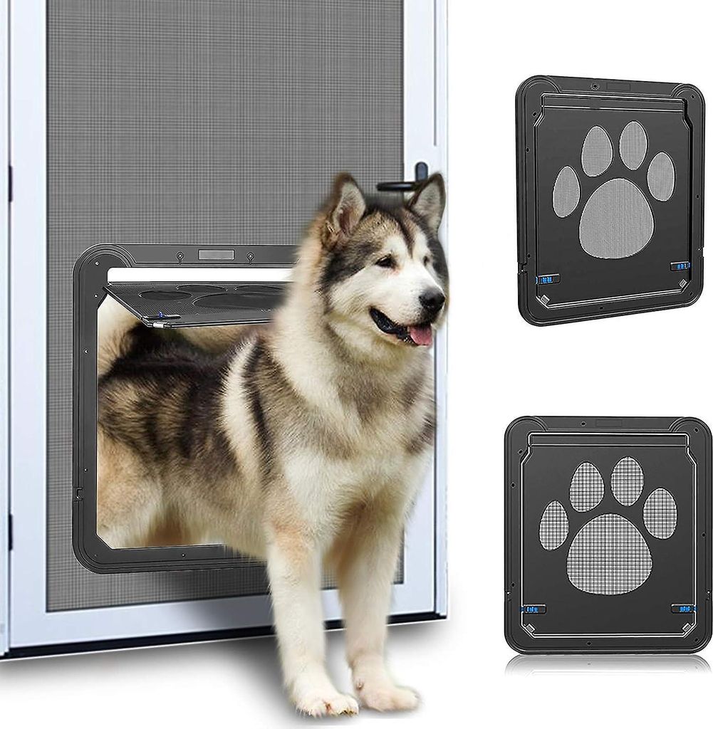Hunde-Fliegengittertür, Türinnenklappe 12x14x0,4 Zoll, Abschließbare Haustier-Fliegengittertür, Magnetische Selbstschließende Fliegengittertür