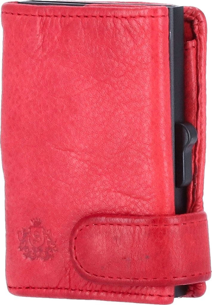 The Skandinavian Brand Leder Kreditkarten Etui mit Reißverschluss rot