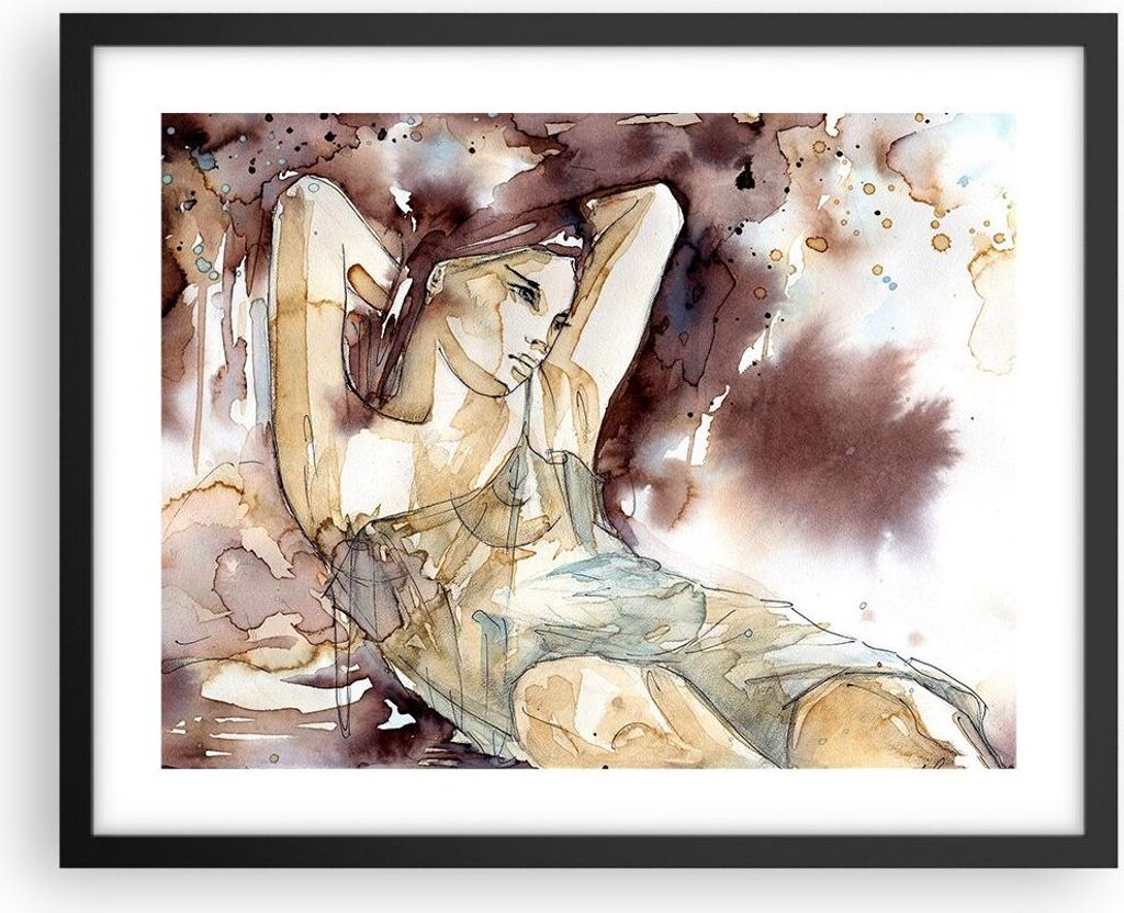 Gerahmtes Poster - Schwarzer Rahmen - Frau Modell - 50x40 Produktbild 