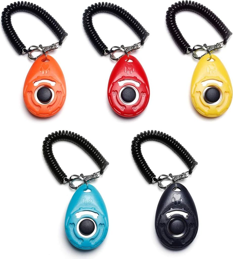 Hunde Clicker, 5 Stück Trainings Clicker für Hundeerziehung und Hundetraining, Klicker mit großem Knopf für Hund, Katze, Pferd