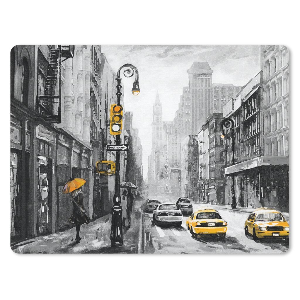 MuchoWow Mauspad Mousepad Gemälde - Ölfarbe - Stadt - Auto 23x19 cm - Mousepads - Maus Mat - Pad - Mausunterlage - Schreibtischunterlage - Mauspad