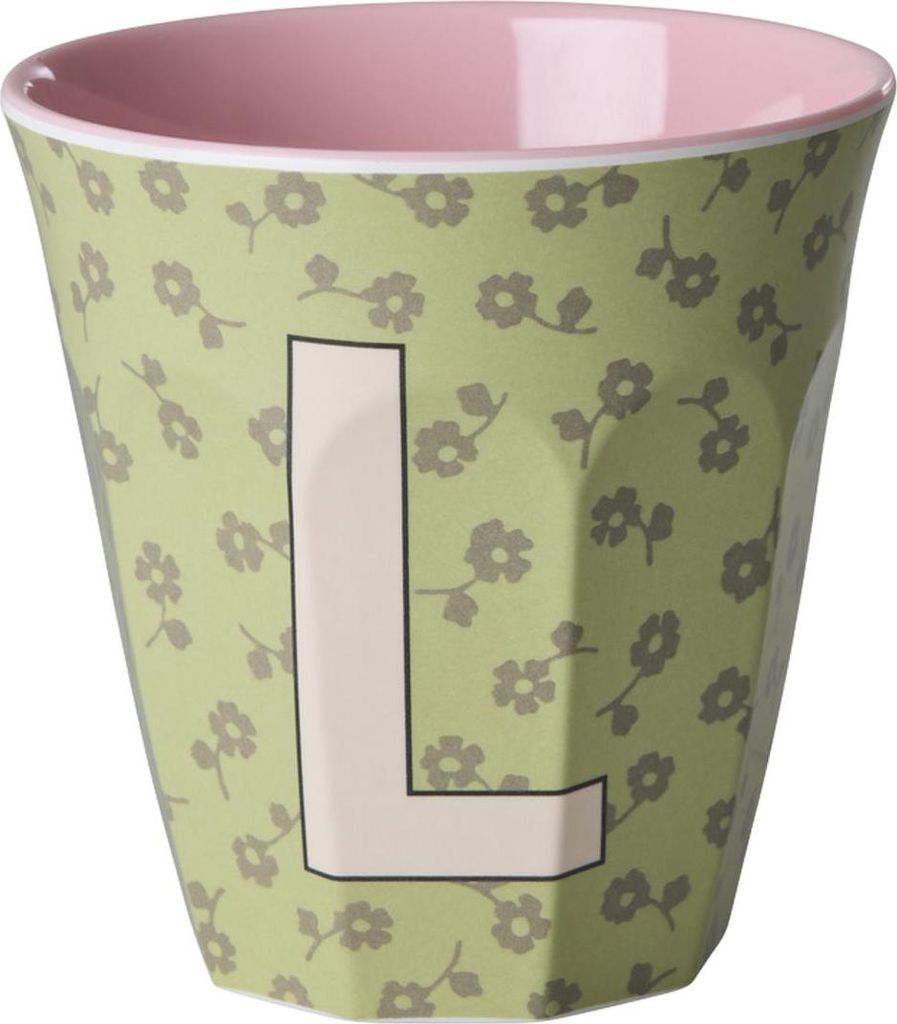 Rice Melamin Becher Medium Buchstaben Blumen L