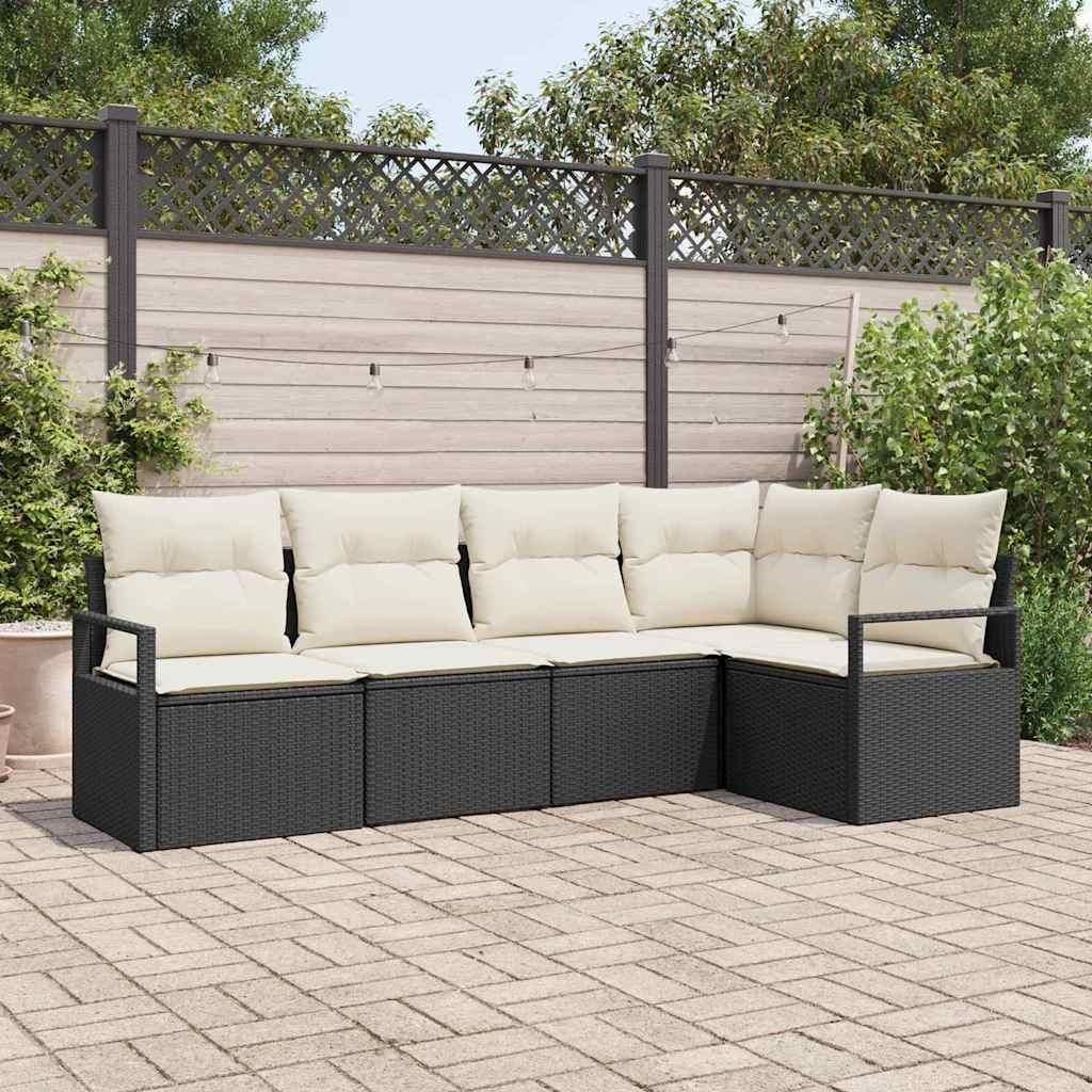 Maison Exclusive - Sofa Set mit Kissen 5 pcs Schwarz Poly Rattan