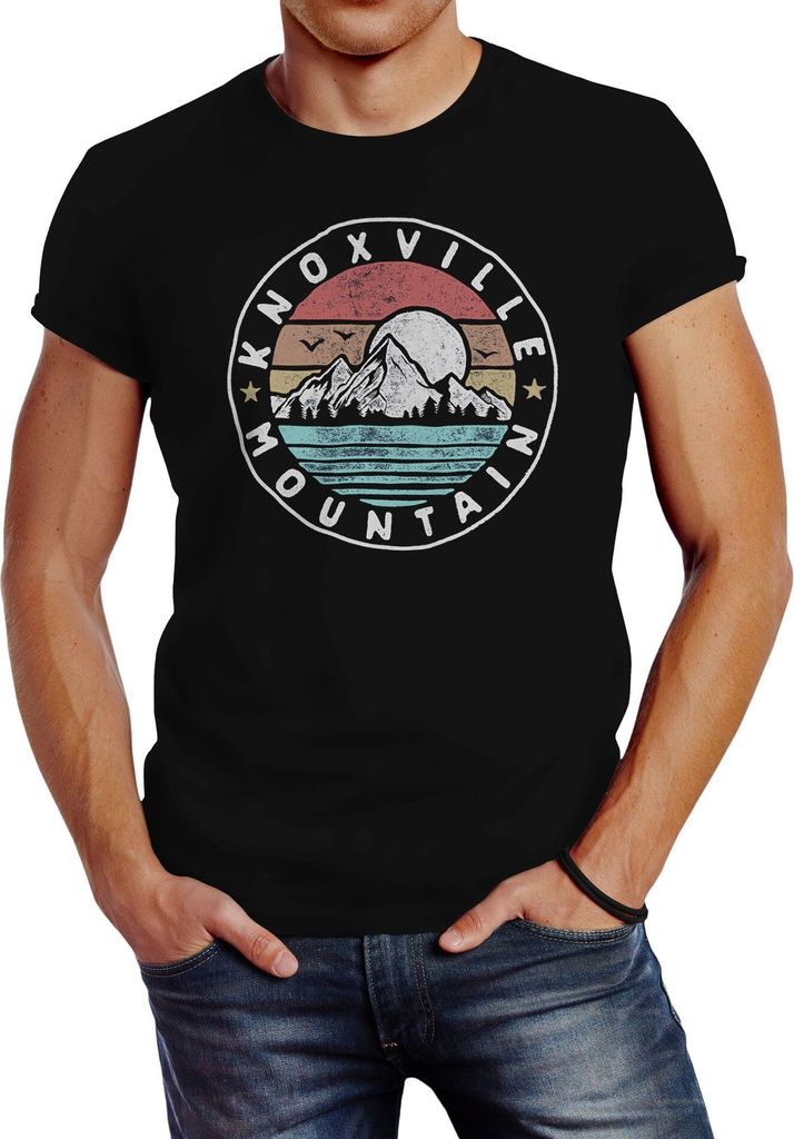 Herren T-Shirt Knoxville Mountain Logo Adventure Vintage Emblem Berge Fashion Streetstyle Neverless schwarz XL