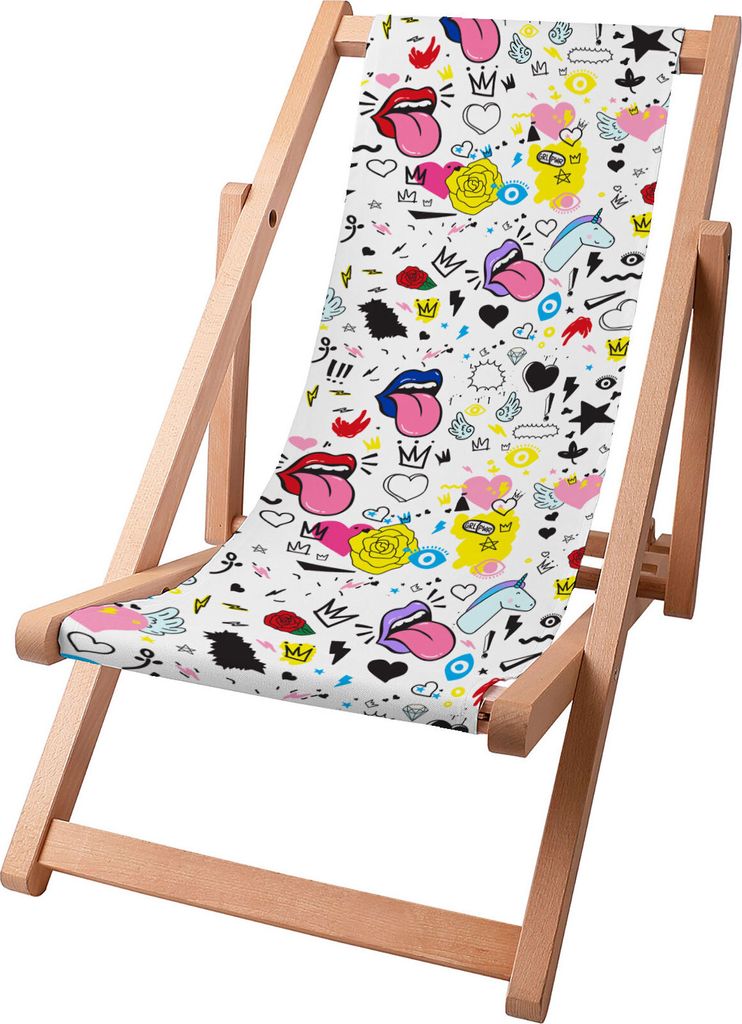 Dreamroots Kinder Liegestuhl klappbar Holz, bis zu 130 kg, Sonnenliege klappbar mit 3-stufiger Neigungsregulierung der Rückenlehne, Girl Power