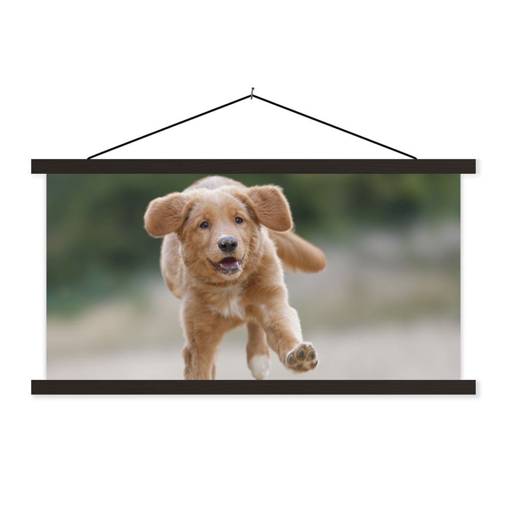 MuchoWow Textilposter Ein Golden Retriever Welpe 60x30 cm mit schwarzem Rahmen - Textilien