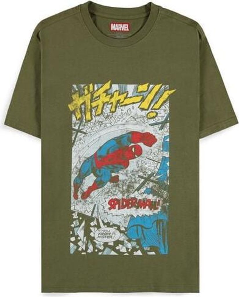 Spider-Man T-Shirt Herren Comic Style oliv M