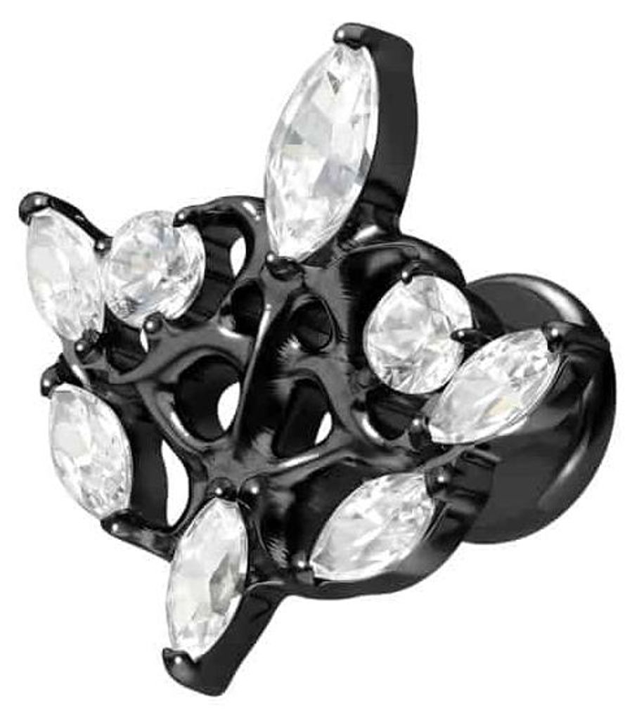 Ohrpiercing, Nasenpiercing Titan Labret mit Innengewinde GOTISCHES DESIGN Schwarz Stablänge: 5mm | Stabstärke: 1,2mm