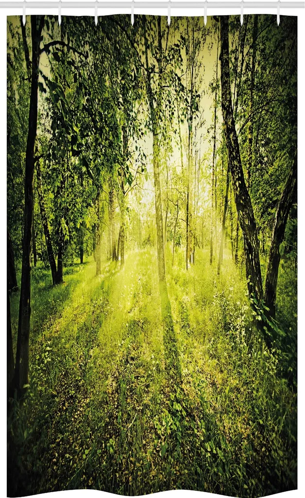 Tenda Doccia 120x180 ABAKUHAUS Wald | Tessuto Antimuffa Verde Natura