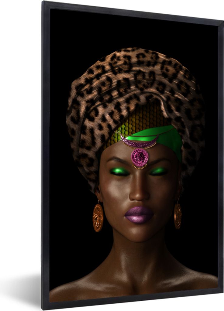 MuchoWow MuchoWow Gerahmtes Poster Frau - Bunt - Accessoires 20x30 cm - Poster mit zchwarzem Bilderrahmen - Drucken - Bilder Poster im Rahmen