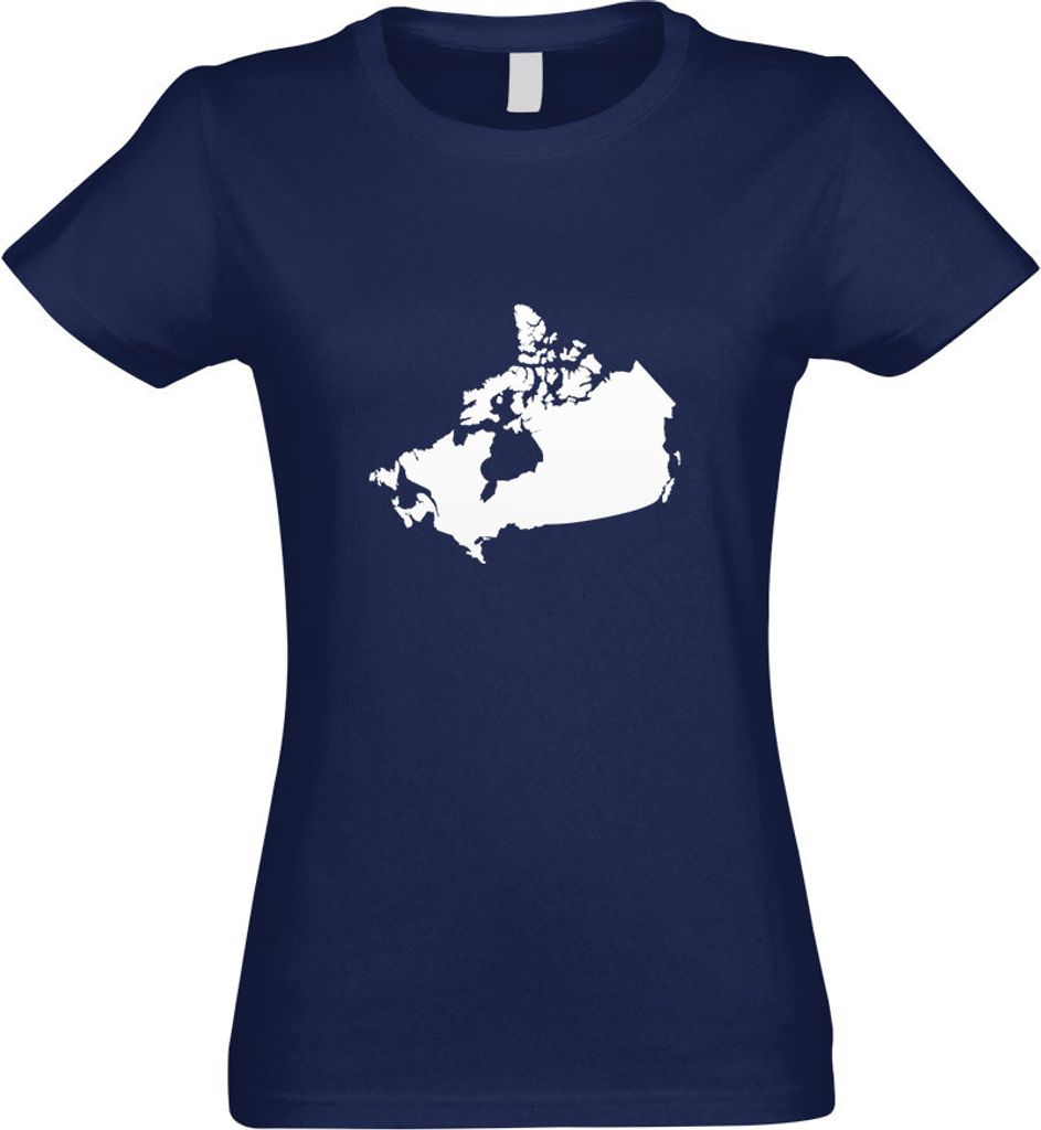 Kiwistar - T-Shirt tailliert - Damen - Navy - Kanada Umriss Kontur - mit Motiv Bedruckt - Funshirt Design - Sport - Freizeit - Damen - XXL