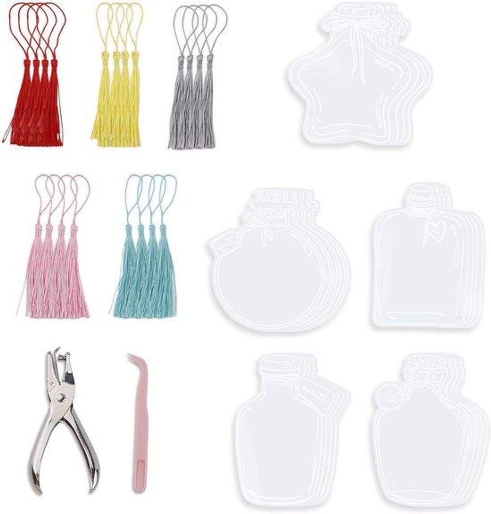 Transparentes Bastelset für DIY-Liebhaber, 20 Kleinigkeiten, inklusive Pinseln und Zangen.