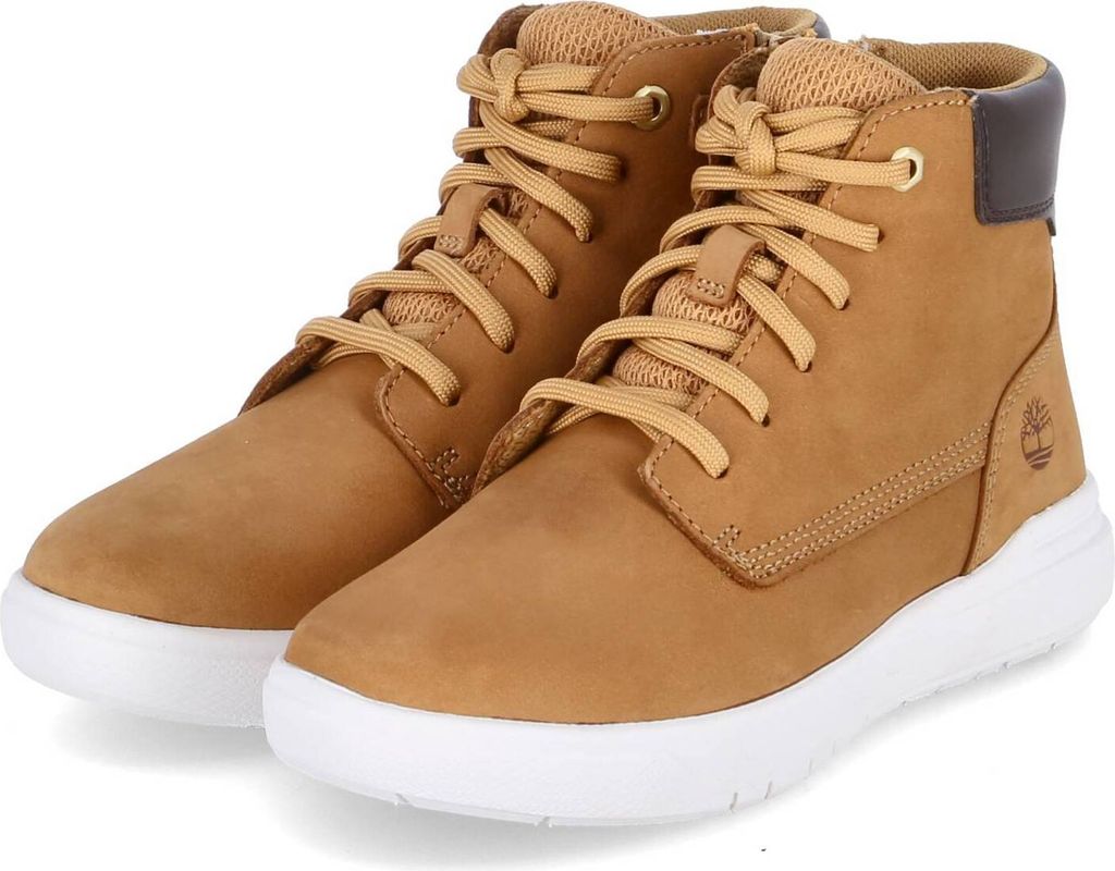 Timberland Jungen Schnürboots/ Stiefeletten SENECA BAY Hellbraun Leder-Textil-Mix Größe: 35