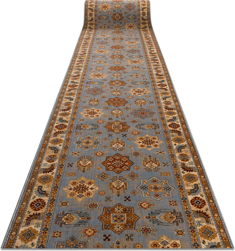 Tapis Bleu Oriental 90x100 cm en Fibres Robustes Style Keshan Cadre