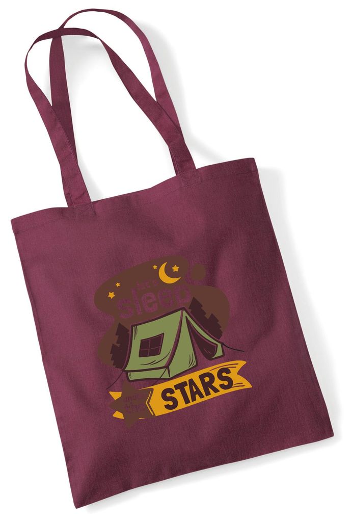 Huuraa Jutebeutel Sleep under the stars Zelt 10 Liter Burgundy Baumwolle Tasche Geschenkidee