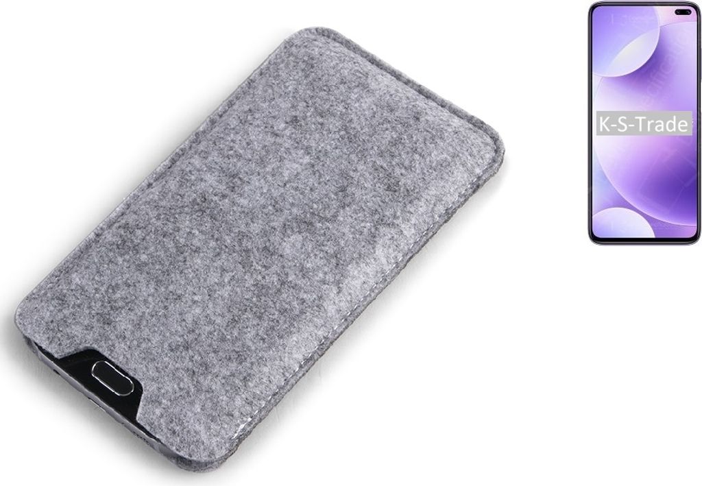 K-S-Trade Filz Handyhülle kompatibel mit Xiaomi Redmi K30 4G Schutzhülle Filztasche Filz Tasche Case Sleeve Handy Hülle Filzhülle grau