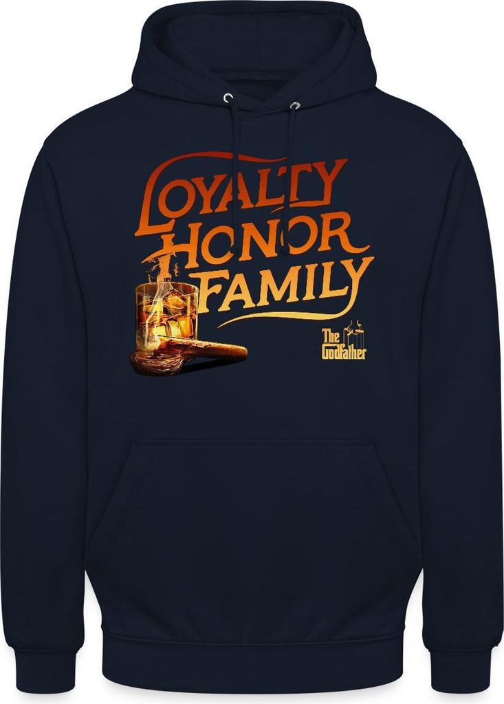 Spreadshirt Der Pate The Godfather Loyalty Honor Family Mafia Film Uni Hoodie, L, Navy