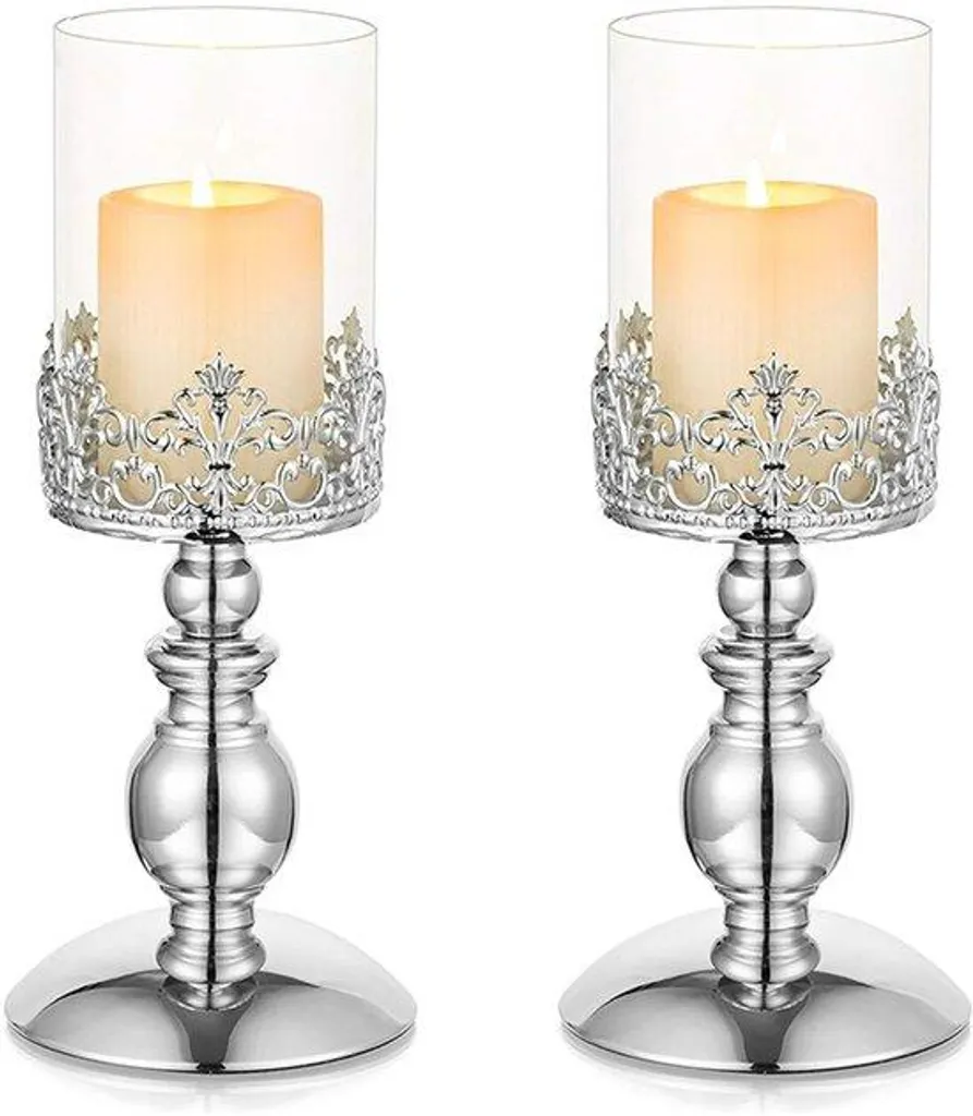 Bougeoirs de table argentés stables 26 cm - Duo élégant et robuste