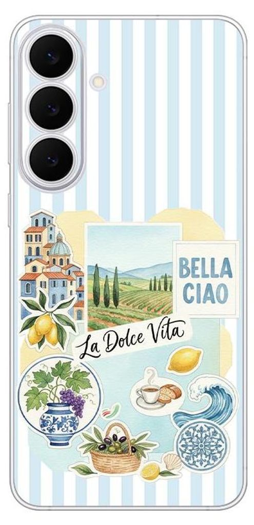Flexible Hülle für das Samsung Galaxy S25 FE, Kameraschutz, TPU Silikon transparent, Urlaub in Italien, italienische Spezialitäten, La Dolce Vita