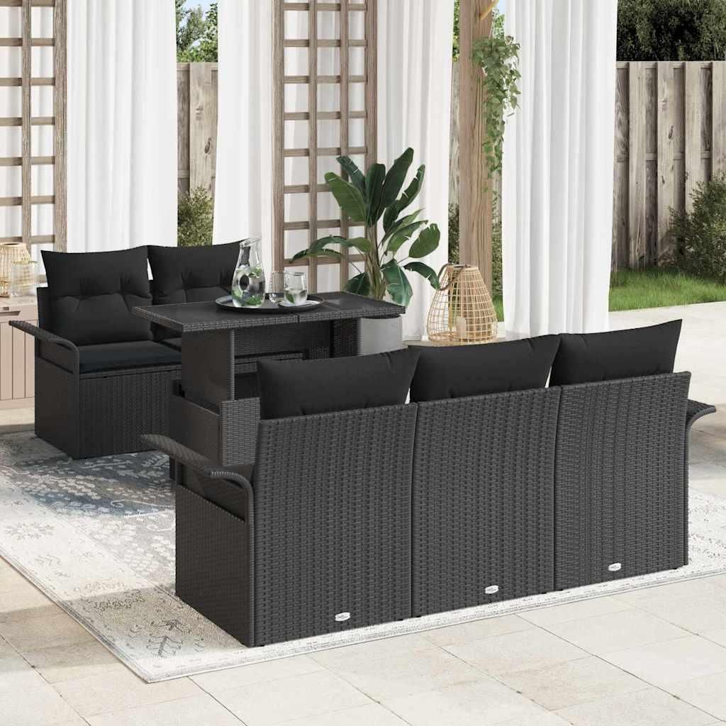 Maison Exclusive - Gartensofa-set mit Kissen 6 pcs Schwarz Poly Rattan