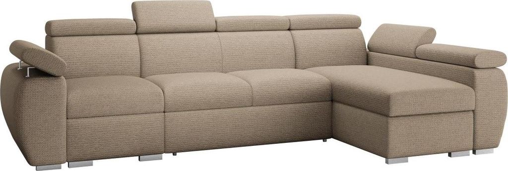 MIRJAN24 Ecksofa Boston LCP, Stilvoll Eckcouch mit zwei Bettkästen und Schlaffunktion, Verchromte Metallfüße, Holzkonstruktion (Farbe: Aragon 14...