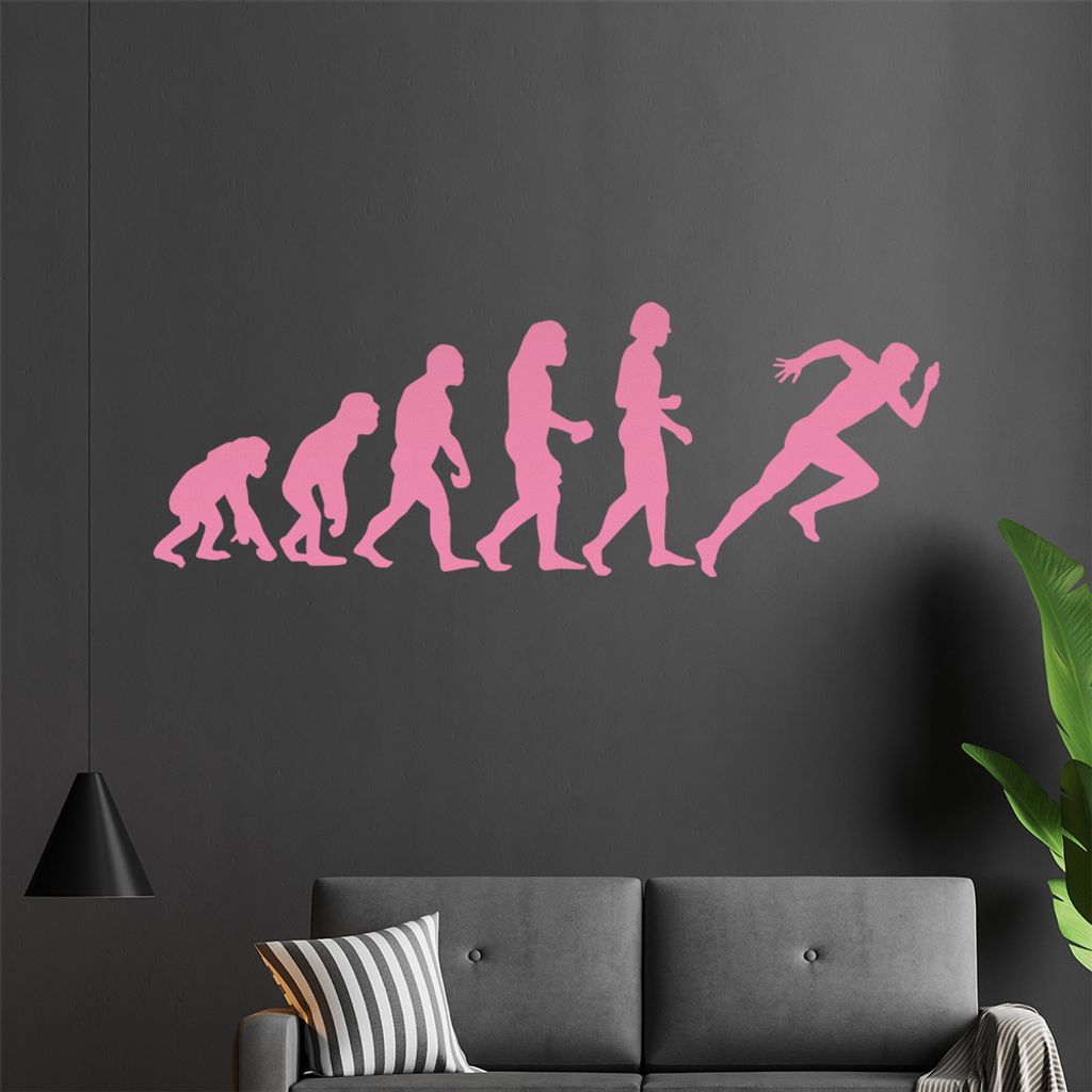 KIWISTAR Evolution Läufer Charles Darwin laufend Wandtattoo in 6 Größen - Wandaufkleber Wall Sticker - Dekoration, Küche, Wohnzimmer, Schlafzim...
