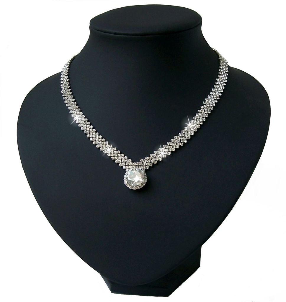 SILBER Tropfen Halsketten Anhänger Zirkonia Collier Silberkette Hochzeit Damen 