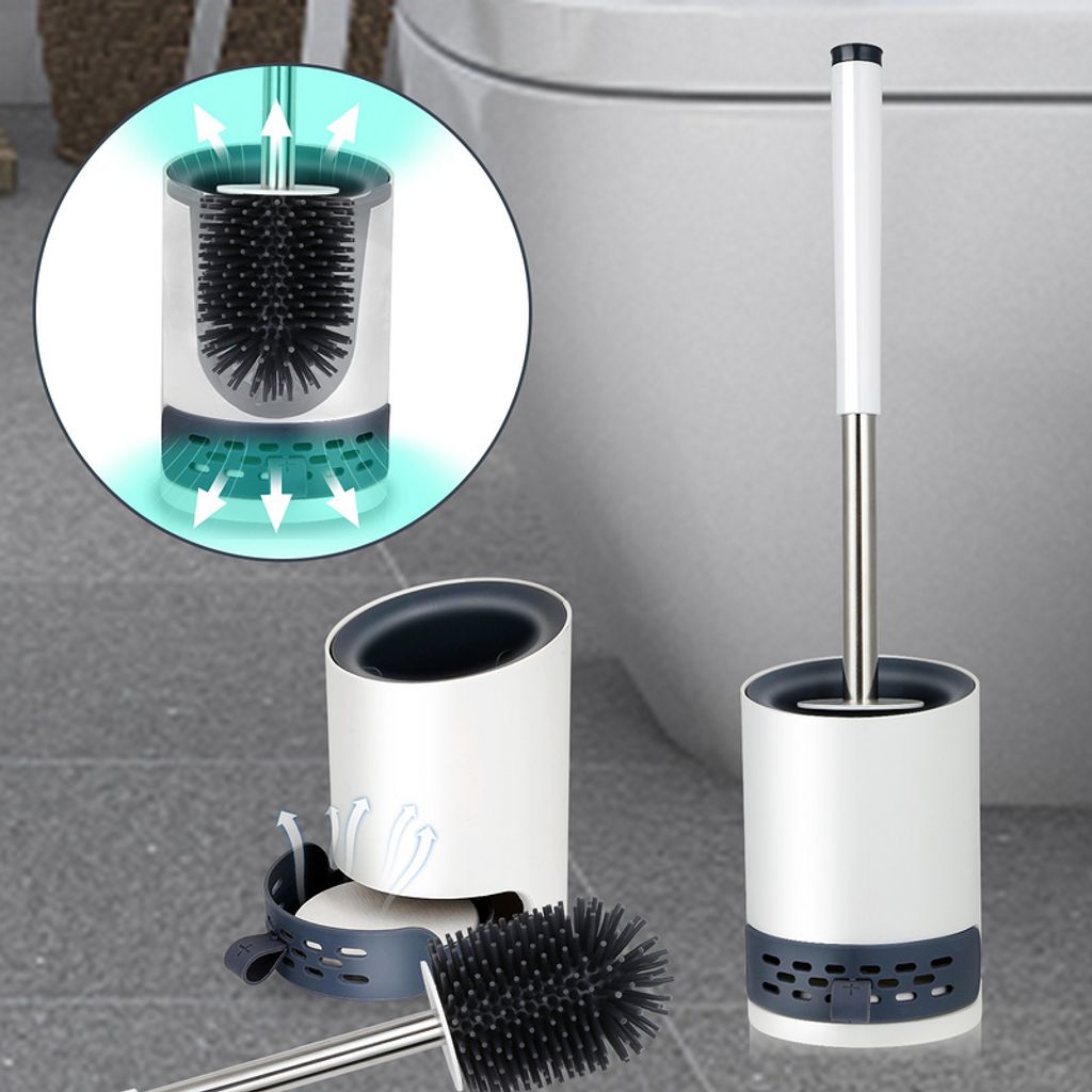Hengda Toilettenbürste Silikon WC-Bürste Garnitur Wandhalter Bürste Klobürste mit Wandbefestigung