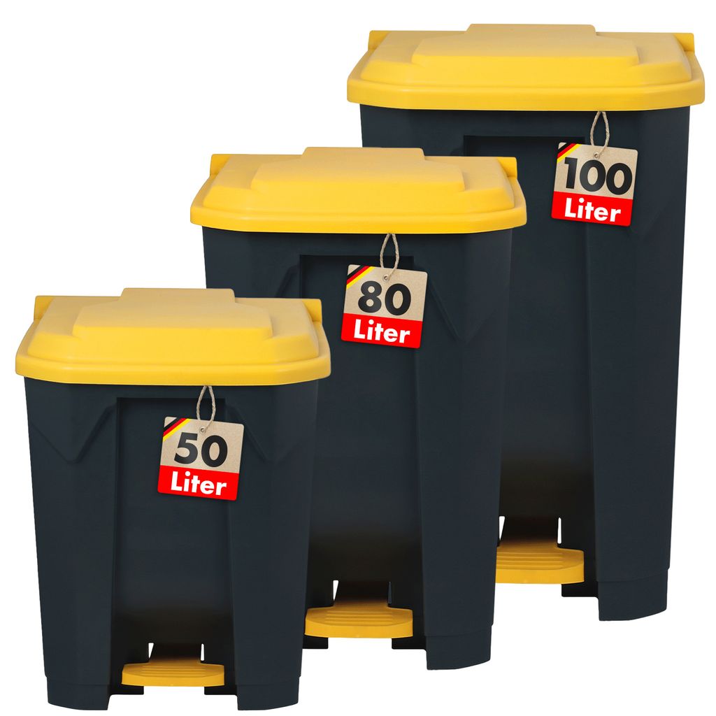 Mülleimer Olaf für Haushalt, Büro & Gewerbe viele Farben & Größen Gelb 50 Liter