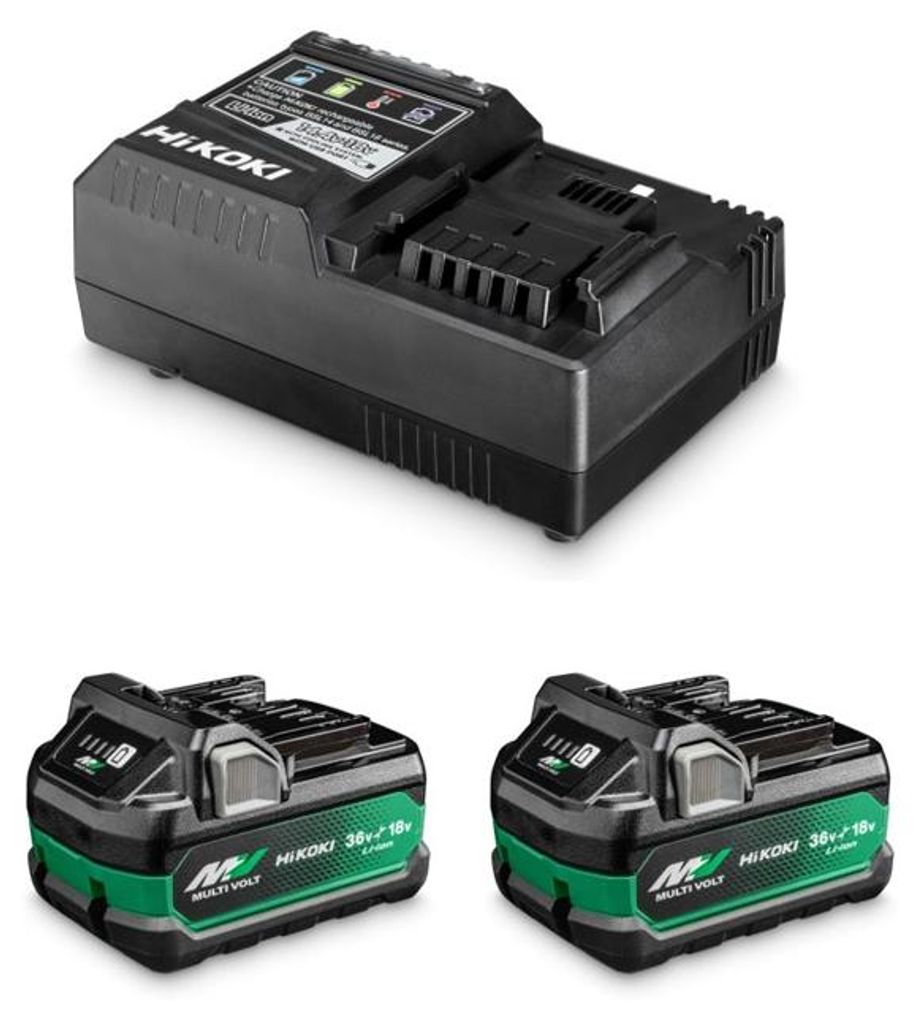Multivolt accuset 36v/18v (2,5ah/5,0ah) 2 stuks + oplader Productafbeelding 