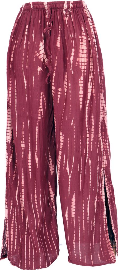 Batik Palazzohose, Hosenrock, Schlaghose, Hippie Goa Hose - Rot, Damen, Viskose, Hosen