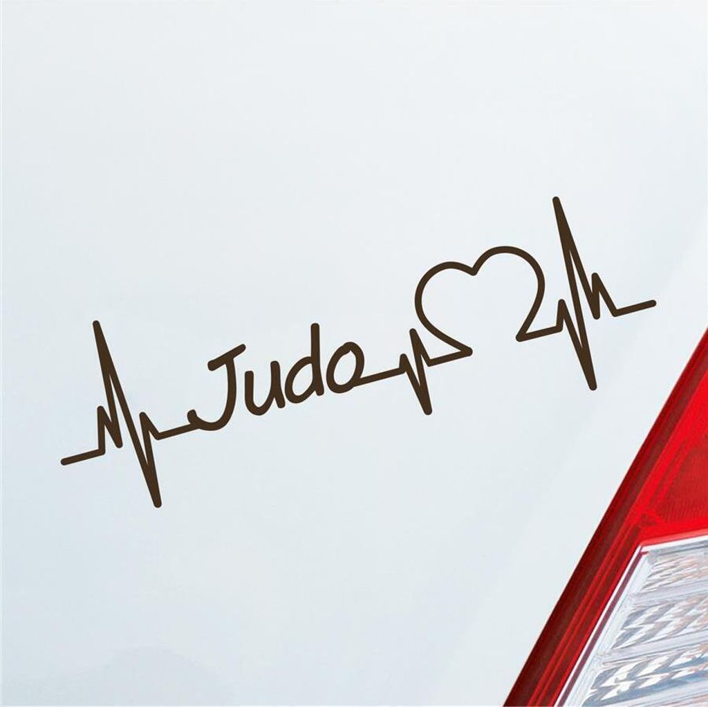 Auto Aufkleber Judo Herzschlag Japan Kampfsport Sport Liebe 19x6 cm Braun Sticker Heckscheibenaufkleber