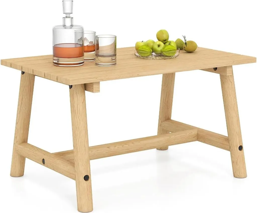 Table de Jardin en Bois Massif Kaki Résistante aux Intempéries et UV