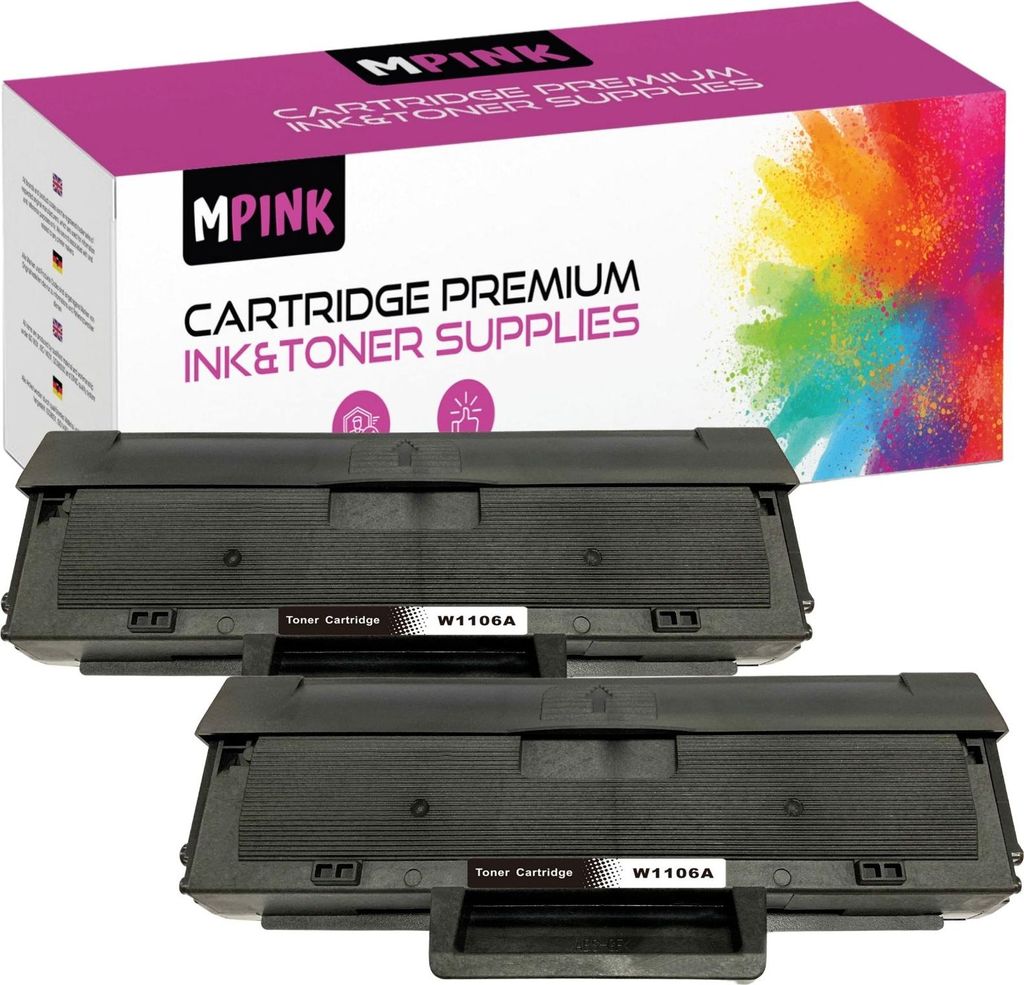 2x Tonerkartusche für HP W1106A Schwarz Laser 107a 135a 180p