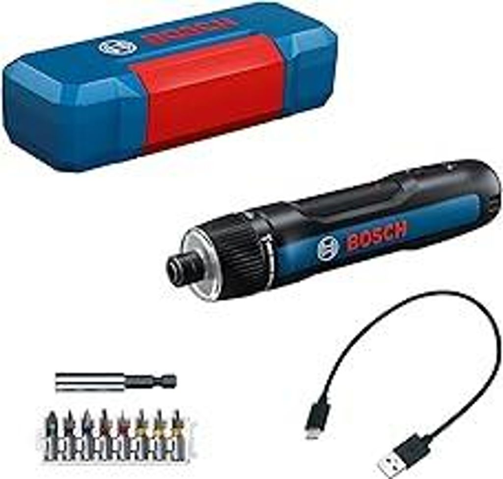 Bosch Professional Akkuschrauber Bosch GO 3 (inkl. 8-teiligem Bit-Set, Bitaufnahme, USB-C-Kabel, Mini-Koffer)