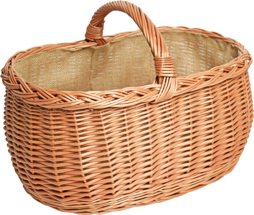 Einkaufskorb "BAGI" mit Innenfutter Jute Weidenkorb Groß Autokorb Korb Vintage Retro Groß