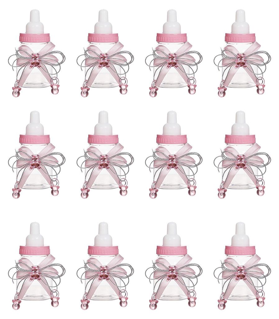 1/6/12 Mini-Milchflaschen-Bonbonbox mit Strassbär-Schleife, Süßigkeiten-Aufbewahrungsglas, Gastgeschenke für Babypartys