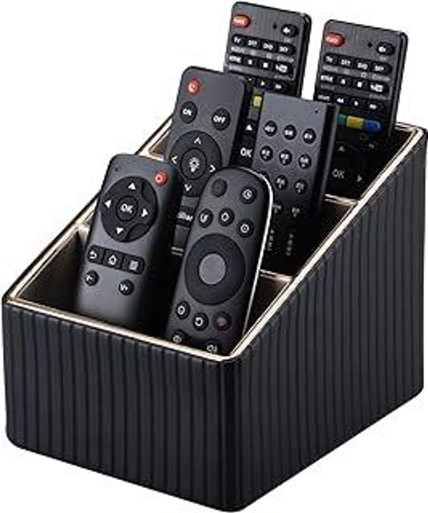 KINGFOM Fernbedienung Halterung Mit 3 Taschen, Fernbedienungshalter, Fernbedienung Aufbewahrung für TV, DVD,4K Stick, Kunstleder Schreibtisch Orga...