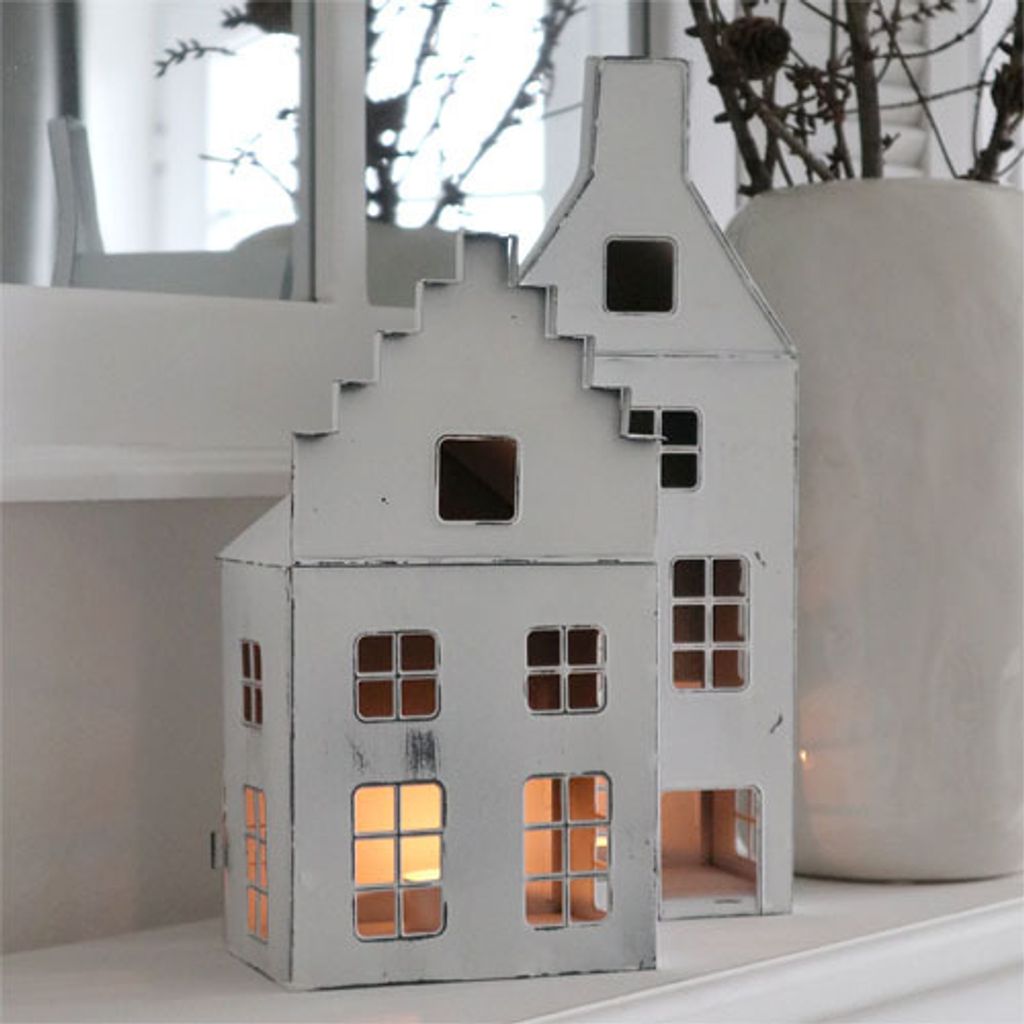 Laterne MAISON weiß shabby chic Metallhaus zum Beleuchten Produktbild 7
