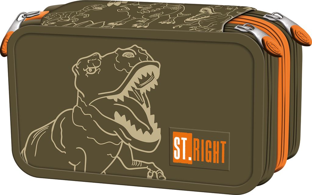 St.Right Majewski 3-Kammer-Federtasche mit Zubehör Dino Produktbild 